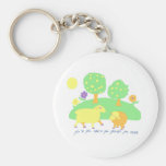 farm scene-farm scene-sheep, trees and flowers key chain
