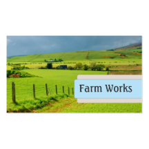 Farm works, fields of young wheat business card