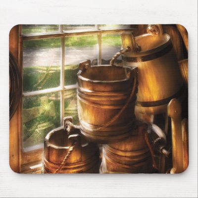 Farmer - A pile of pails Mouse Mat by suburbanscenes