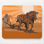 farmer and horse plowing field mousepad