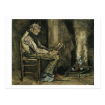 Farmer at Fireside Reading, Vincent van Gogh Post Cards