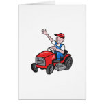 Farmer Driving Ride On Mower Tractor Card