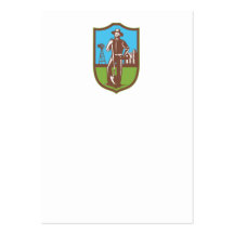 Farmer With Spade Windmill Farm Barn Retro Business Cards