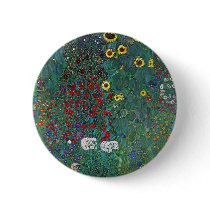 Farmergarden with Sunflower by Gustav Klimt Buttons