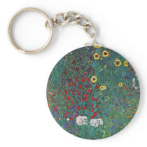 Farmergarden with Sunflower by Gustav Klimt Keychain