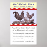 Farmer's Menu - Ain't Nobody Here but Us Chickens Poster