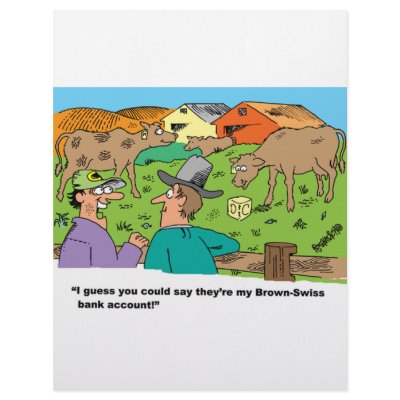 FARMING CARTOON HUMOR ABOUT BROWN SWISS CATTLE by agriculture_gifts