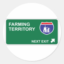 Farming Next Exit Round Sticker