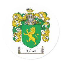FARRELL FAMILY CREST -  FARRELL COAT OF ARMS ROUND STICKERS