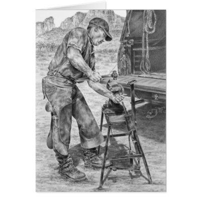 Farrier/Blacksmith Drawing by Kelli Swan Greeting Cards by BlackWhiteNotecards