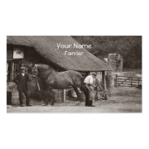 Farrier shoeing a horse business card