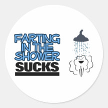 Farting In The Shower Round Stickers