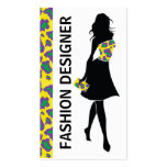 Fashion designer girl yellow purple panther print business cards