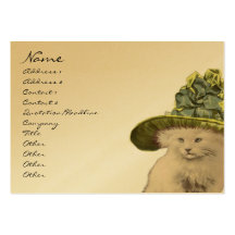 Fashion Diva Vintage Kitty Cat Business Cards Lime