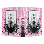 Fashion Diva White Damask Raspberry Binder