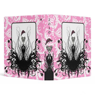Fashion Diva White Damask Raspberry Binder by samack