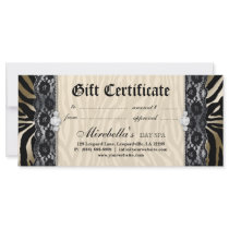 Fashion Gift Certificate Zebra Lace Gold Cream