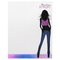 Fashion Girls in Blue Jeans Letterhead Template