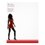 Fashion Girls in Red Dress Letterhead Template