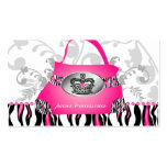 Fashion Handbag Crown Purse Pink Zebra Floral 2 Business Card Templates