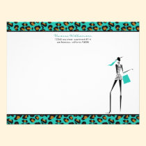 Fashion Icon Custom Flat Note Cards (aqua) invitations