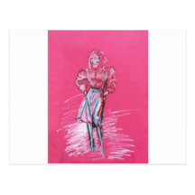 Fashion illustration, design by TJ Conway Postcard