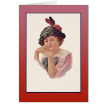 Fashion Illustration of a Lady in a Black Hat Cards