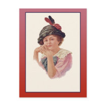 Fashion Illustration of a Lady in a Black Hat Post Card