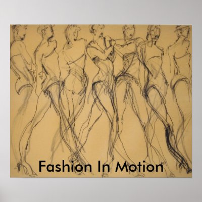 Fashion In Motion Drawing & Sketches Posters by LeLuDesign