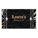Fashion Jewellery Lace Zebra Leopard Modern Gold Business Card Template