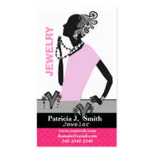 Fashion Jewellery Model Figure Pink Dress Business Card Template