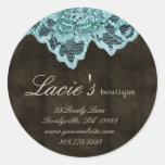 Fashion Lace Stickers Blue Brown Leather Peach