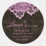 Fashion Lace Stickers Pink Brown Leather