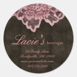 Fashion Lace Stickers Pink Brown Leather Peach