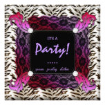 Fashion Party Zebra Lace Red Hat Invite