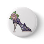 Fashion Shoe with Rose  09 Pinback Button