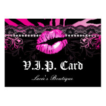Fashion VIP Card Lace Lips Zebra Pink Business Card Templates