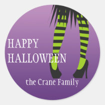 Fashion witch costume stripe legs Halloween label stickers