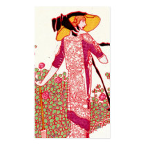 Fashionable Art Nouveau Woman in a Rose Garden
