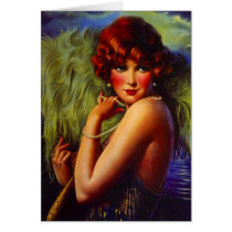 Fashionable Flapper Girl ~ Evening At the Beach Card