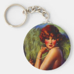 Fashionable Flapper Girl ~ Evening At the Beach Keychains