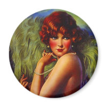 Fashionable Flapper Girl ~ Evening At the Beach Fridge Magnet
