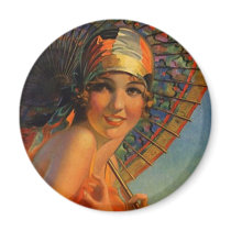 Fashionable Flapper Girl w/ Parasol & Cloche Refrigerator Magnet