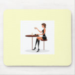 FASHIONABLE WOMAN PARIS COFFEE CAFE BLACK LEATHER MOUSEPAD