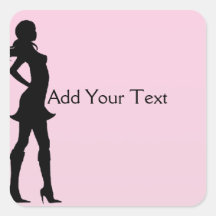 Fashionista in Pink and Grey Square Stickers