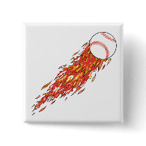 fast baseball on fire flames button