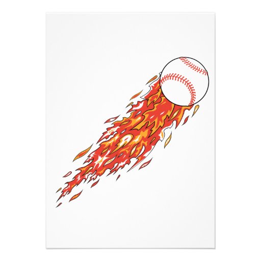 fast baseball on fire flames invite