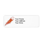 fast baseball on fire flames custom return address labels