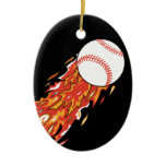 fast baseball on fire flames christmas ornament