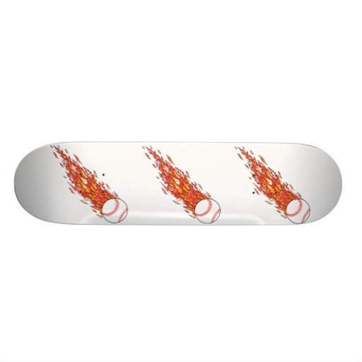 fast baseball on fire flames skate board deck